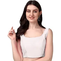 sumaira tex Women's Deep Neck Silk Sleeveless Readymade Blouse-picture-14