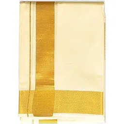 suman tex Cotton Double Cream Classic Dhoti With Big Golden Jari Border For Men's, Size-4 meters 1no(Dhotis)-picture-45