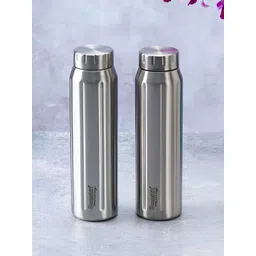 Sumeet Silver Toned 2 Pieces Double Wall Vacuum Stainless Steel Water Bottles 900 ml  Each-picture-18