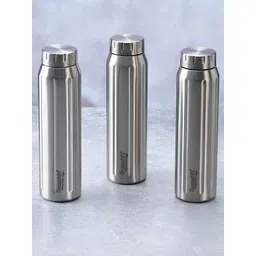 Sumeet Silver Toned 3 Pieces Double Wall Vacuum Stainless Steel Water Bottles 900 ml Each-picture-19