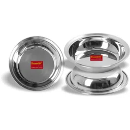 sumeet Stainless Steel Heavy Gauge Multi Utility Serving Plates with Mirror Finish 19cm Dia - Set of 3pc Sectioned Plate-picture-10