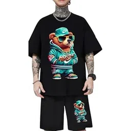 Summer Essential Co-ord Set for Men Bold Print Cotton T-Shirt with Shorts Stylish and Functional Matching Outfit for Gym, Loungewear, Vacations, Walks or Weekend Outings-picture-25