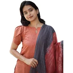 sun fashion and lifestyle Women's Chanderi Stitched Printed Kurta Dupatta (KD6_Fenta)-picture-13