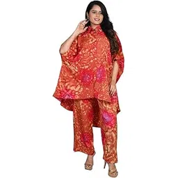 sun-rose fashions Boutique Collection Tie Dye Print High Low Style Free Size Kaftan With Pant tunic Cover up Caftan Top Shirt | Festive Look-picture-14