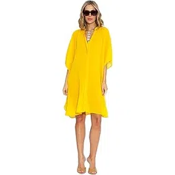 sun-rose fashions Plain colors Women's Collar Neck Pareo Beach Kaftan | Georgette | Free Size | Bikini cover up | Plus size-picture-17