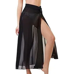 sun-rose fashions Sarong Cover up Beach Skirt Sheer Bikini Cover up Bathing Swimwear Suit Bottom | Transparent | Plain Colors (L-XL/Waist 32" to 34"-picture-20