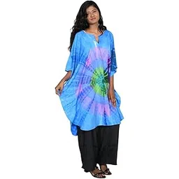sun-rose fashions Tie Dye Whirl Print Caftan Tunic Plus size beach cover up Kaftan | One size fits all | 100% Imported Polyester-picture-44