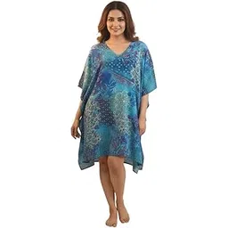 sun-rose fashions Women's Blue Abstract Print Short Kaftan – Free Size Kaftan Tunic-picture-13