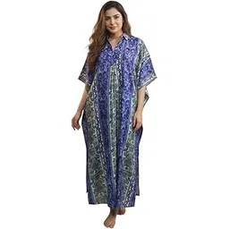 sun-rose fashions Women's Blue & Green Long Printed Kaftan Gown – Free Size Kaftan Tunic-picture-48
