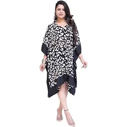 sun-rose fashions Women's Georgette Printed Kaftan Dress, Leopard Print, One Size-picture-37