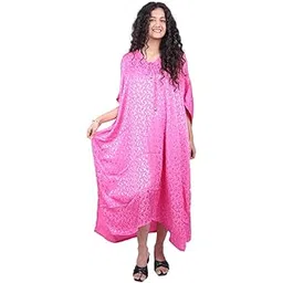 sun-rose fashions Women's Lace-Up Blush Luxe Kaftan – V-Neck Free Size M to 5XL | Beach & Resort Cover-Up-picture-19