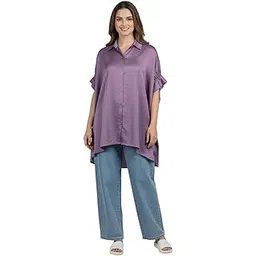 sun-rose fashions Women’s Loose Kaftan Tunic – Purple Solid One Size Oversized Top – Comfortable Resort & Casual Wear-picture-25