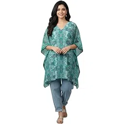 sun-rose fashions Women’s Loose Kaftan Tunic – Teal Paisley Print– One Size Oversized Top – Comfortable Resort & Casual Wear-picture-38