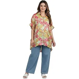 sun-rose fashions Women’s Loose Printed Kaftan Tunic – One Size Oversized Top – Comfortable Resort & Casual Wear Multicolour-picture-19