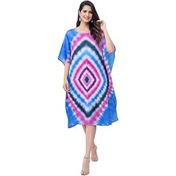 sun-rose fashions Women’s Multicolor Tie-Dye Cotton Kaftan One size fits all upto 52" Bust-picture-30