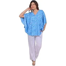 sun-rose fashions Women's Paisley Print Tunic Kaftan– Beach Cover-Up | Free Size Fits M to 5XL | Holiday & Resort Wear-picture-10
