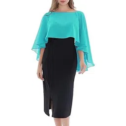 sun-rose fashions Women's Soft Chiffon High-Low Capelets: Sheer Cape Cover up for Elegant Dress | Free Size | Plain Colors-picture-35