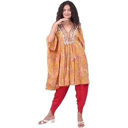 sun-rose fashions Women's Tie Dye Floral Print Embellished Kaftan Tunic with Pants-picture-10