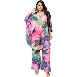 sun-rose fashions Women's Tie-Dye Kaftan Set, Multi-Coloured, Loose Fit | Co-ord set-picture-32
