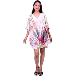 sun-rose fashions Women's Tie-Dye Tunic Kaftan – V-Neck, Kimono Sleeves | Free Size Fits M to 5XL-picture-31