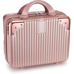 SUNBEET Mini Hard Shell Hard Travel Luggage Makeup Case Small Portable Carrying Case Suitcase Organizer Makeup Storage Box for Women (B-Rose-Gold)-picture-16