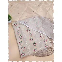 sunehridoria Women's Kota Doria Suit With Designer Embroidery Cotton Blend Fabric 2.5 Meter Top And 2.5 Meter Dupatta Only No Bottom-picture-49