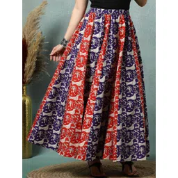 SUNEKH Printed Cotton Flared Maxi Skirt-picture-17