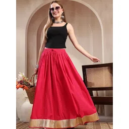 SUNEKH Pure Cotton Flared Maxi Skirt-picture-35