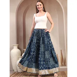SUNEKH Self Design Cotton Maxi Flared Skirt-picture-42
