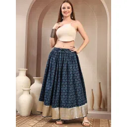 SUNEKH Self Design Cotton Maxi Flared Skirt-picture-22