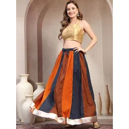 SUNEKH Self Design Cotton Maxi Flared Skirt-picture-31