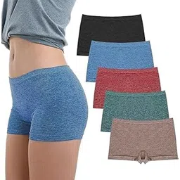 SunFlux® Womens Boxer Shorts Cotton Boyshort Panties for Under Dresses Ladies Underwear Shorts 5 Pack-picture-39
