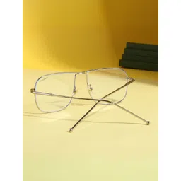 SUNGLASSIC The Godfather Unisex Silver Clear Square Sunglasses with UV Protected Lens image 5