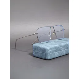 SUNGLASSIC The Godfather Unisex Silver Clear Square Sunglasses with UV Protected Lens image 1