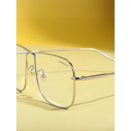 SUNGLASSIC The Godfather Unisex Silver Clear Square Sunglasses with UV Protected Lens image 2