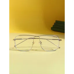 SUNGLASSIC The Godfather Unisex Silver Clear Square Sunglasses with UV Protected Lens image 4