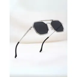 SUNGLASSIC Unisex Commando Silver Black Edition Octagon Sunglasses Commando-Silver-Black-picture-14