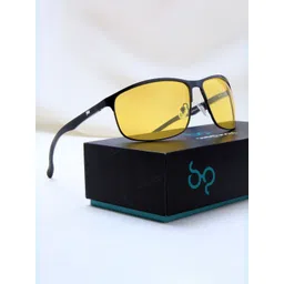 SUNGLASSIC Unisex Rectangle Sunglasses with Polarised Radiant - Black Yellow-picture-17