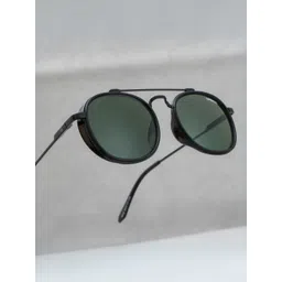 SUNGLASSIC Unisex Round Sunglasses UV Protected Lens SG4612-BLACK-GREEN-P image 1