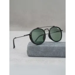 SUNGLASSIC Unisex Round Sunglasses UV Protected Lens SG4612-BLACK-GREEN-P image 2