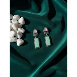 Sunhari Jewel Silver Plated Artificial Stones Studded Oxidised Geometric Drop Earrings-picture-17