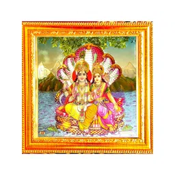 SUNINOW Gold-Toned & Pink Vishnu Laxmi Ji Wooden Religious Photo Frame-picture-26