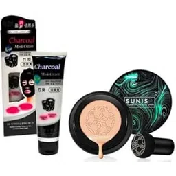 sunisa BB and CC Cream Natural Foundation With Mushroom Head Air Cushion 20g and 1 Charcoal Peel Off Mask - Pack of 2 Natural Finish-picture-40