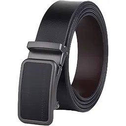 sunshopping Men’s Formal Genuine Leather Autolock Buckle Reversible Black & Brown Color Belt-picture-50
