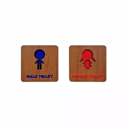 Sunsigns 4x4 Inch Brown Engineered Wood, Polycarbonate Male and Female Toilet Signage Board-picture-12