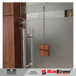 Sunsigns 4x4 Inch Brown Wood Open Close Two Sided Sign Board image 2