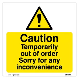 SUNSIGNS Caution Temporarily Out Of Order Signages Size 152x152 mm HP Print + Vinyl + Sun Board, SN0048-picture-38