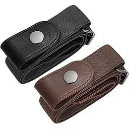 suosdey No Buckle Elastic Stretch Belts for Men and Women, Comfortable Invisible Belts for Jeans Pants, H-black+coffee, S--M:Waist size 24''-34''-picture-11