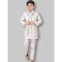 SUPER ART CREATION Boys Sequinned Ethnic Motifs Printed Kurta with Trousers & Waistcoat-picture-50