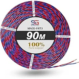 Super GEC FR PVC Double Core Flexible Copper Wire | 90M Length | Multipurpose Electric Wire for Home & Industrial Use. (Red & Blue, 14/76)-picture-10